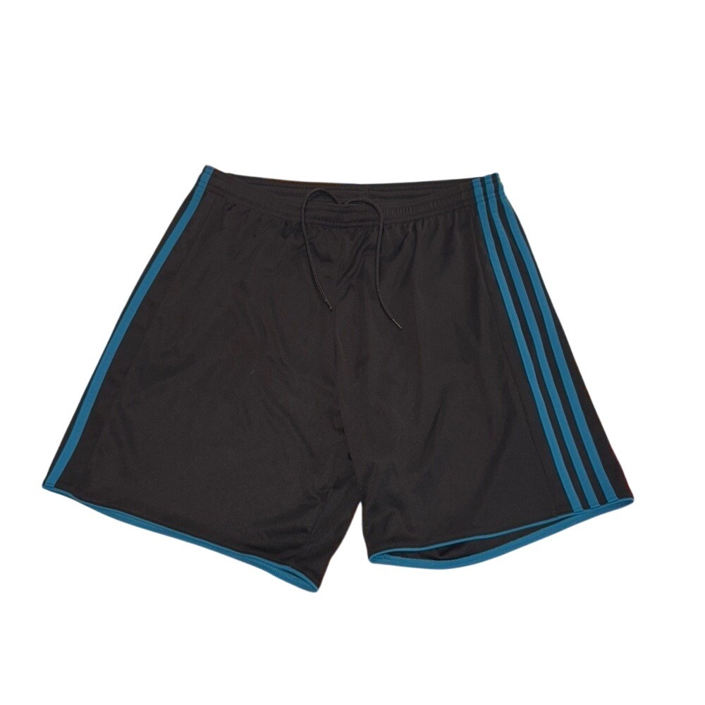 Adidas Black Royal Blue Climacool Athletic Soccer Shorts Mens Large 3 Stripe